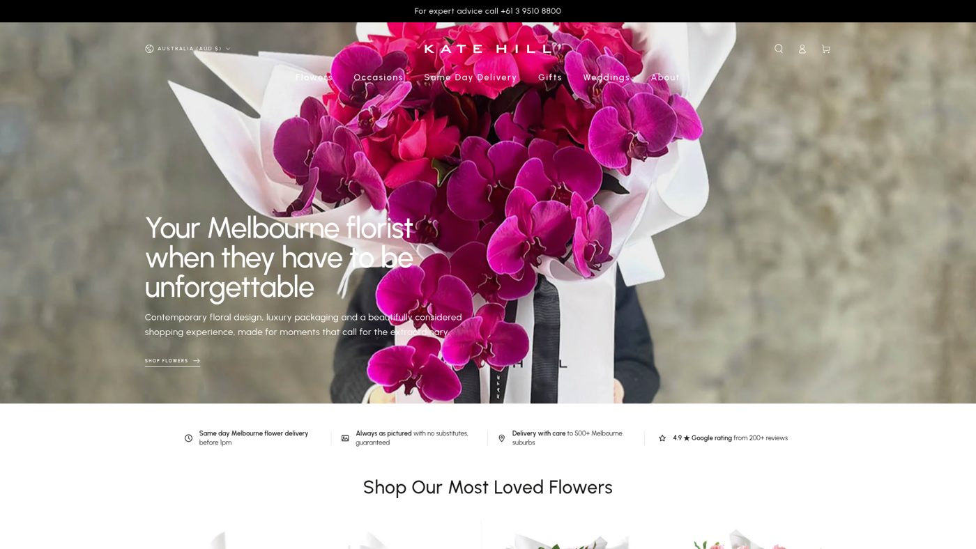 Kate Hill Flowers website by Web Crafted