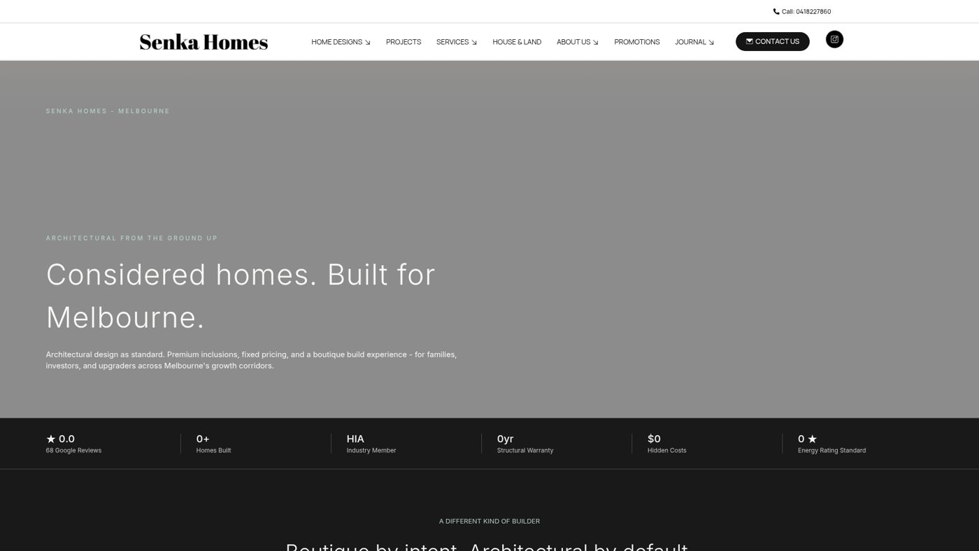 Senka Homes website by Web Crafted