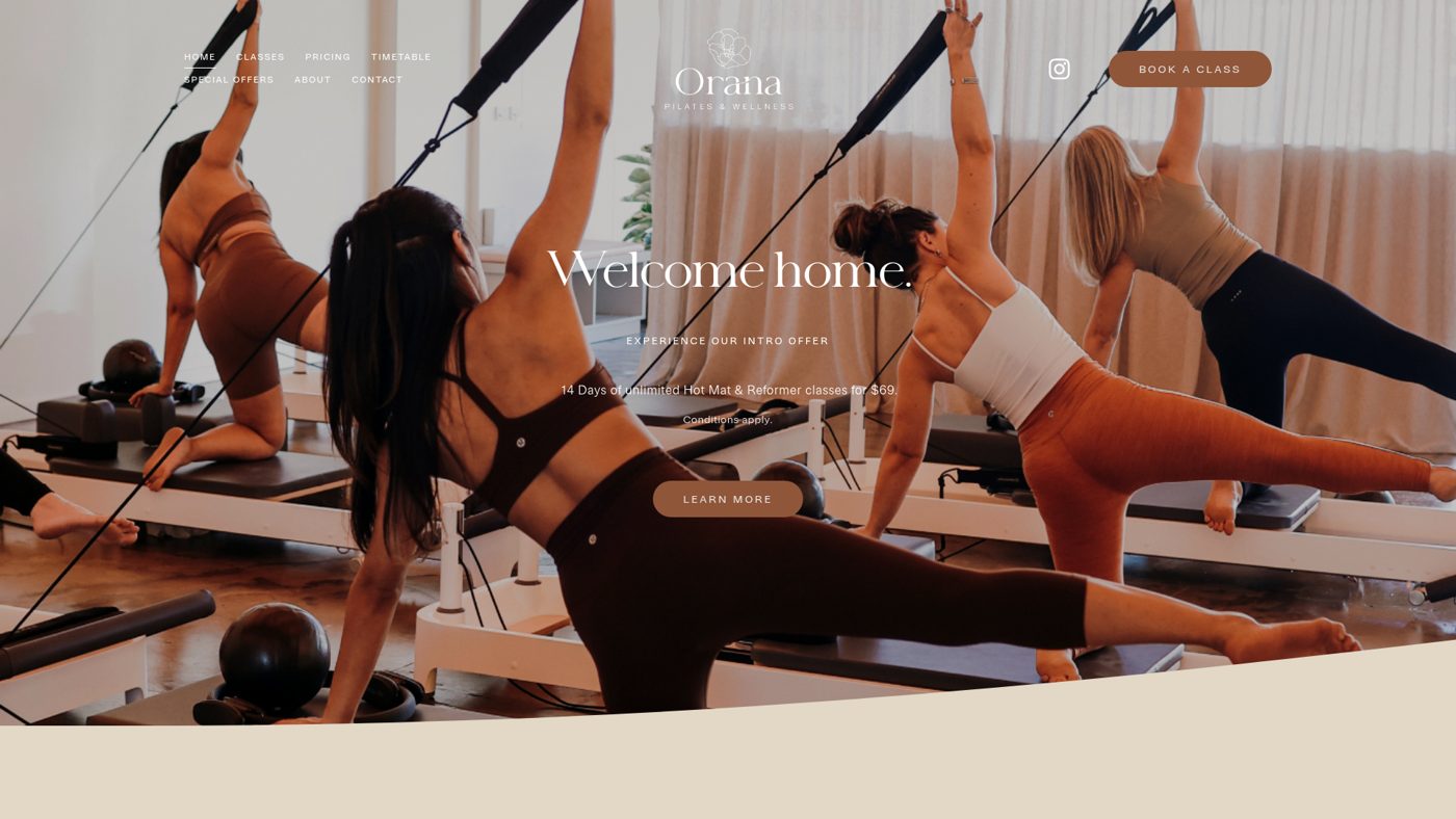 Orana Pilates website by Web Crafted